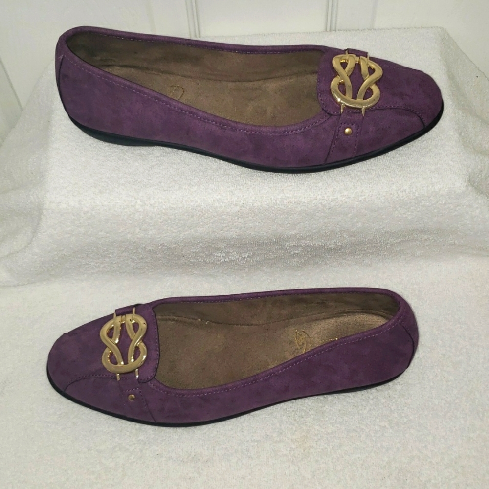 AEROSOLES High Bet Loafers Purple Suede -Size 10 1/2 W